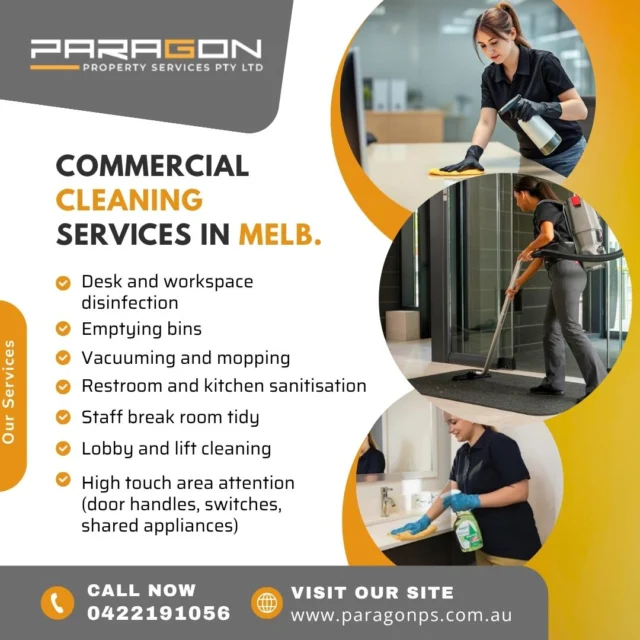 ✨Commercial Cleaning Services in Melbourne ✨
Make your workspace shine with Paragon Property Services – trusted by Melbourne businesses for reliable, professional cleaning.
Clean spaces mean productive places. Let us handle the mess, so you can focus on what matters.
📞 Call now: 0422 191 056
🌐 Book online: paragonps.com.au/commercial-cleaning-melbourne
#MelbourneCleaning #CommercialCleaning #ParagonPropertyServices #OfficeCleaners #ProfessionalCleaners #WorkplaceWellness