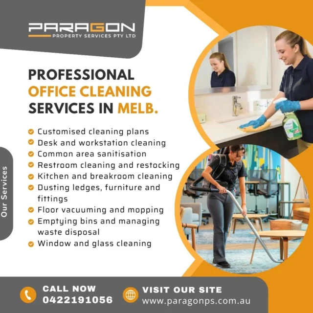 ✨ Keep Your Workplace Clean & Productive with Paragon PS! ✨

Looking for top-tier **office cleaning services** in Melbourne? 🧼✨

At Paragon Professional Services, we specialize in office cleaning melbourne that ensures your space is sparkling, sanitized, and ready for business. Whether it’s daily cleaning or a one-off deep clean, our team has you covered!

✅ Tailored cleaning schedules
✅ Eco-friendly cleaning solutions
✅ Trusted and experienced staff
✅ Competitive pricing

Book your next **office-cleaning-melbourne** service now!
👉 https://paragonps.com.au/office-cleaning-melbourne/

Your office deserves the best—let’s make it shine! 🏢💧

\#OfficeCleaningMelbourne #ProfessionalCleaning #OfficeSanitation #CleanWorkspace #ParagonPS

---

How’s that? Feel free to let me know if you'd like any other changes!